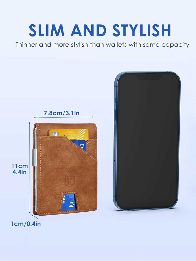 Slim Wallet with Money Clip for Dad - RFID Blocking, Gift Boxed