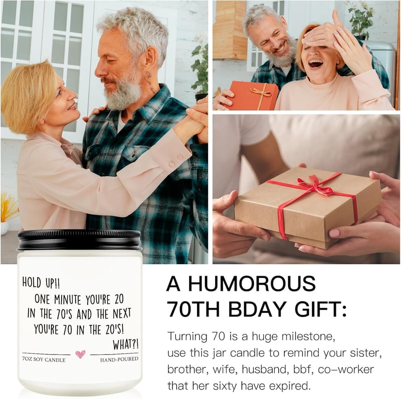 70th Birthday Lavender Scented Candles for Men & Women