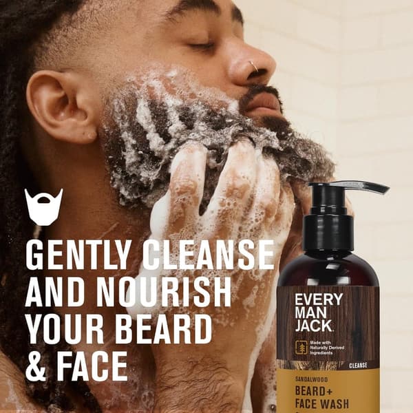 Sandalwood Beard & Face Wash - Naturally Derived Ingredients, 2 Pack