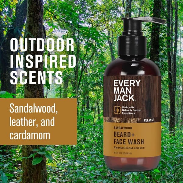 Sandalwood Beard & Face Wash - Naturally Derived Ingredients, 2 Pack