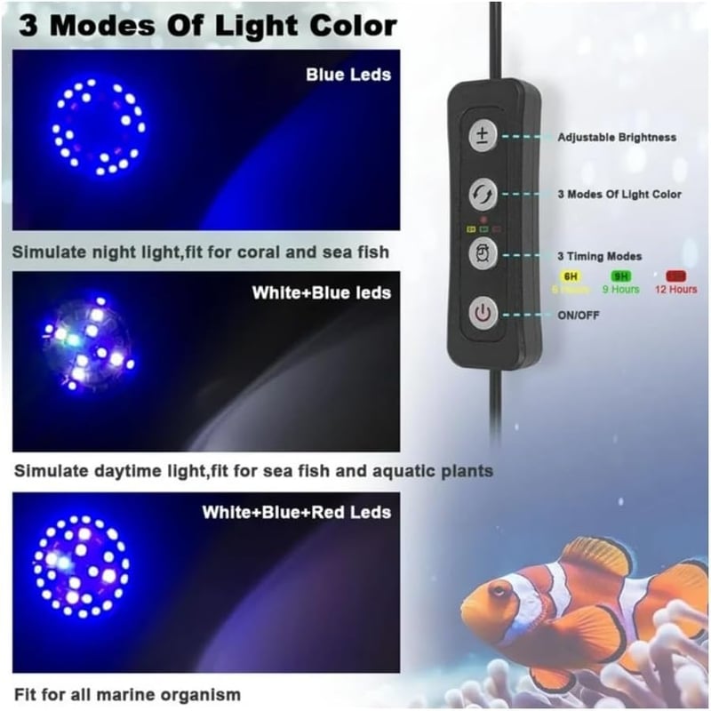 30W Full Spectrum LED Aquarium Light for Coral & Fish