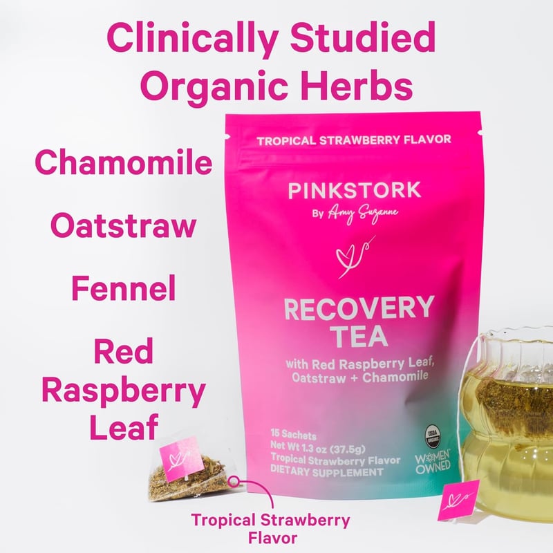 Postpartum Herbal Tea for Women, Organic Red Raspberry & Chamomile, 15 Sachets