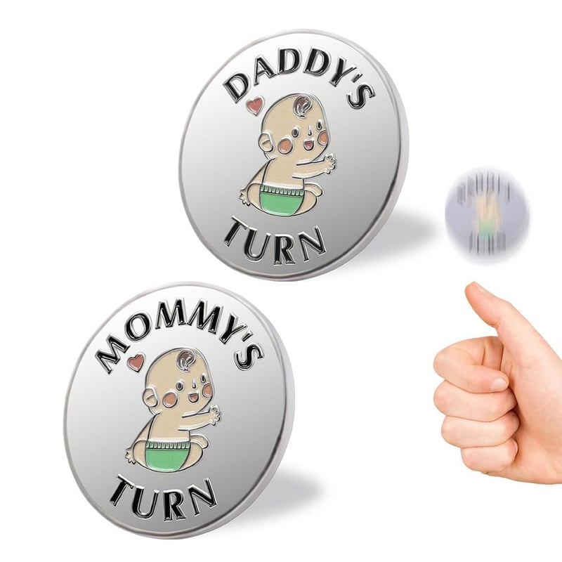 Funny New Parent Decision Coin for First-Time Moms and Dads
