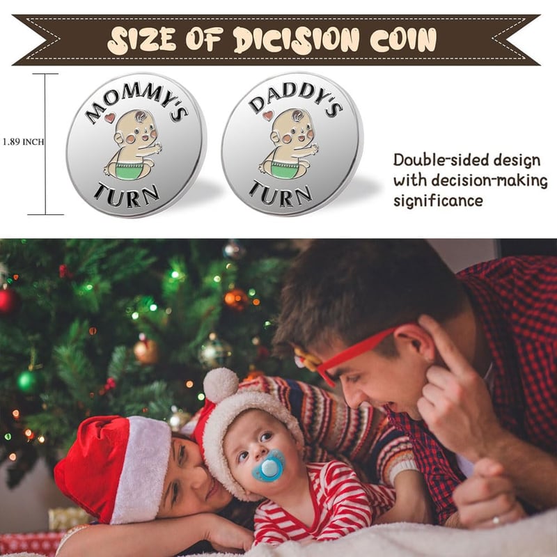 Funny New Parent Decision Coin for First-Time Moms and Dads