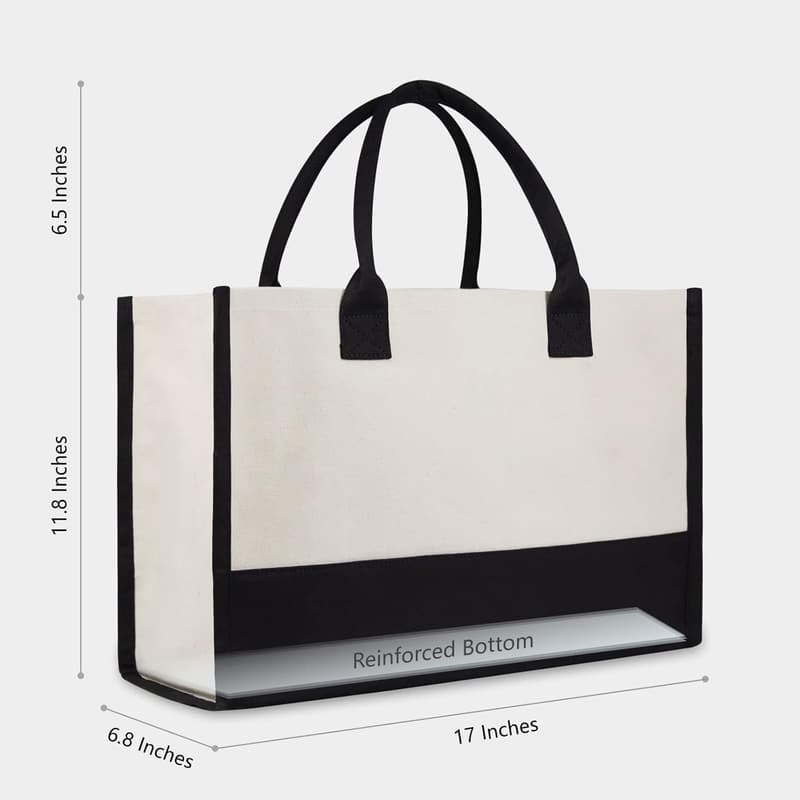 Personalized Initial Canvas Tote Bag for Women