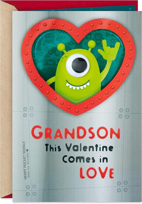 Valentine's Day Card for Grandson with Stickers (Rocket Ship)