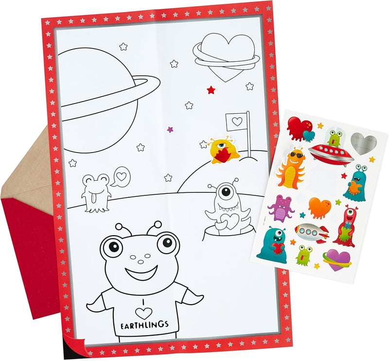 Valentine's Day Card for Grandson with Stickers (Rocket Ship)