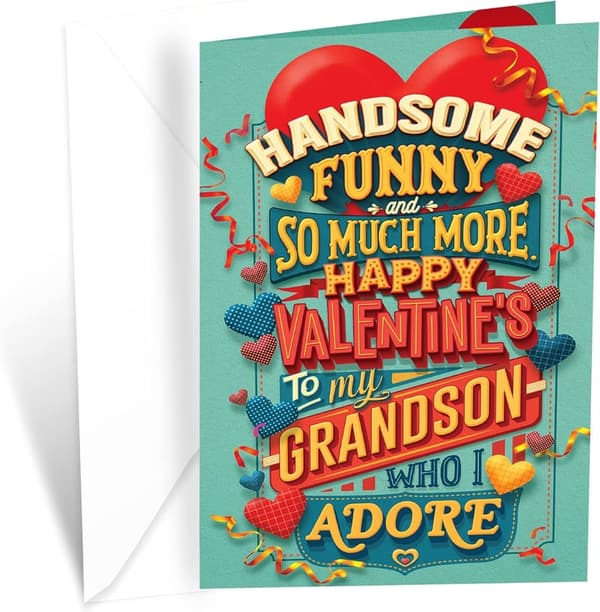 Valentine's Day Card for Grandson - Eco-Friendly & Premium Quality
