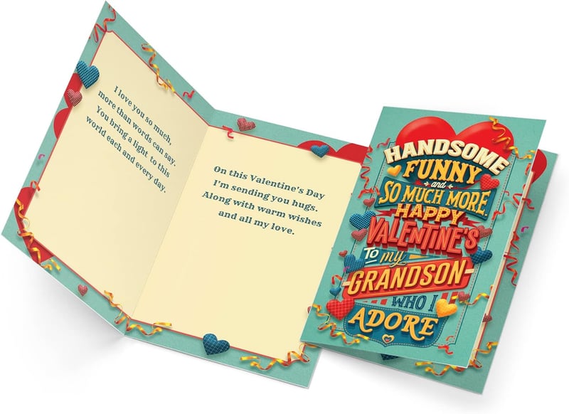 Valentine's Day Card for Grandson - Eco-Friendly & Premium Quality
