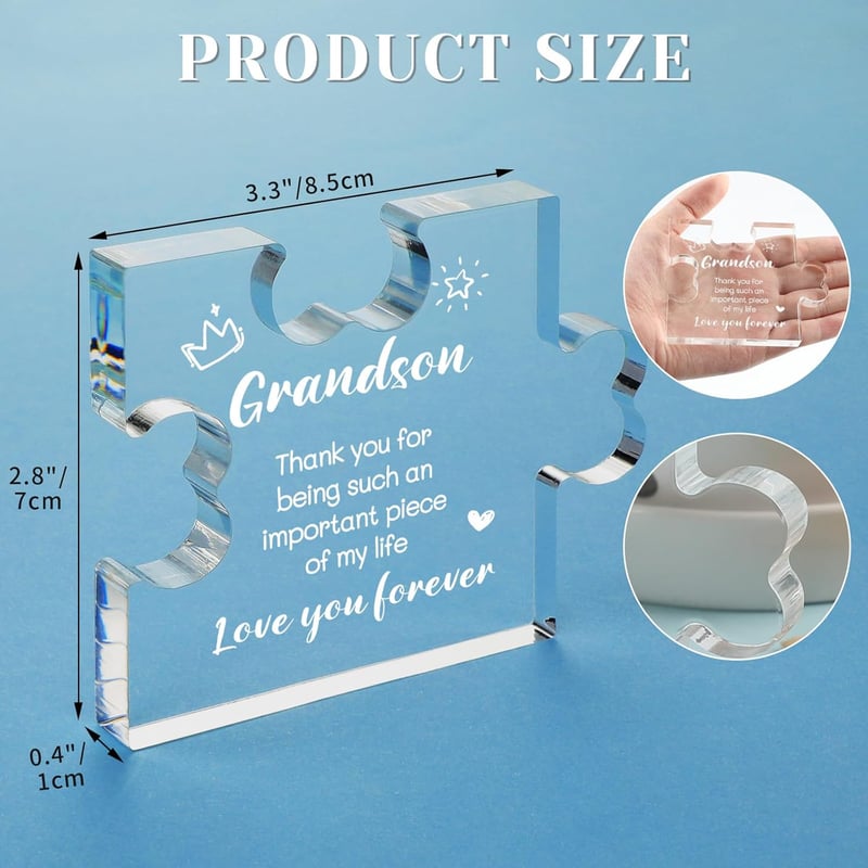 Grandson Gift from Grandma - Acrylic Puzzle Plaque Decor