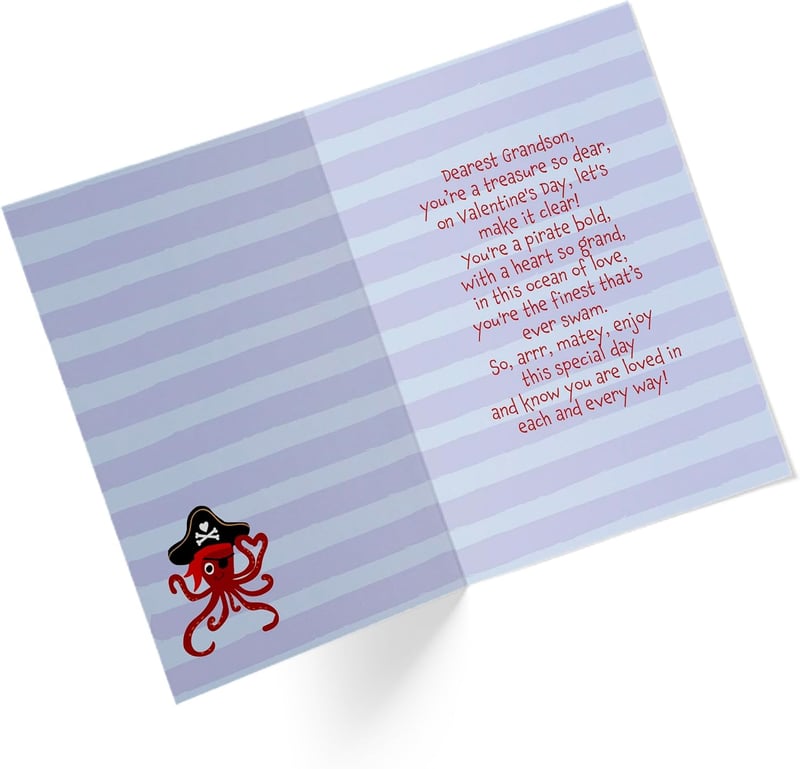 Valentine's Day Pirate Octopus Card for Grandson