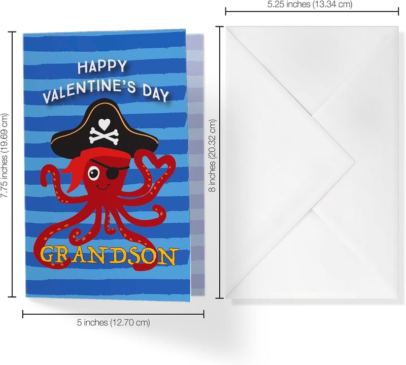 Valentine's Day Pirate Octopus Card for Grandson