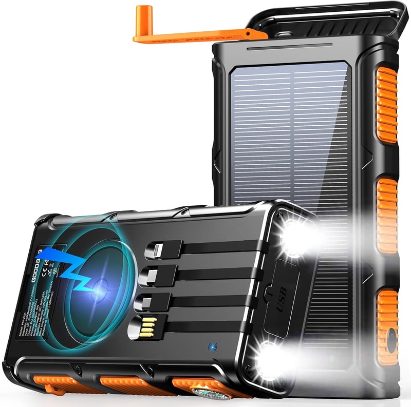 45800mAh Solar Power Bank with Hand Crank & 15W Fast Charging