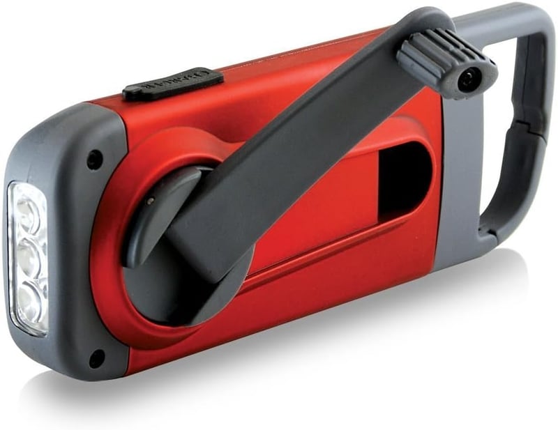 Crank-Powered Clipray Flashlight & Charger - Cherry Red