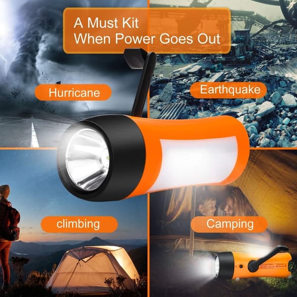 Rechargeable Hand Crank Flashlight and USB Phone Charger