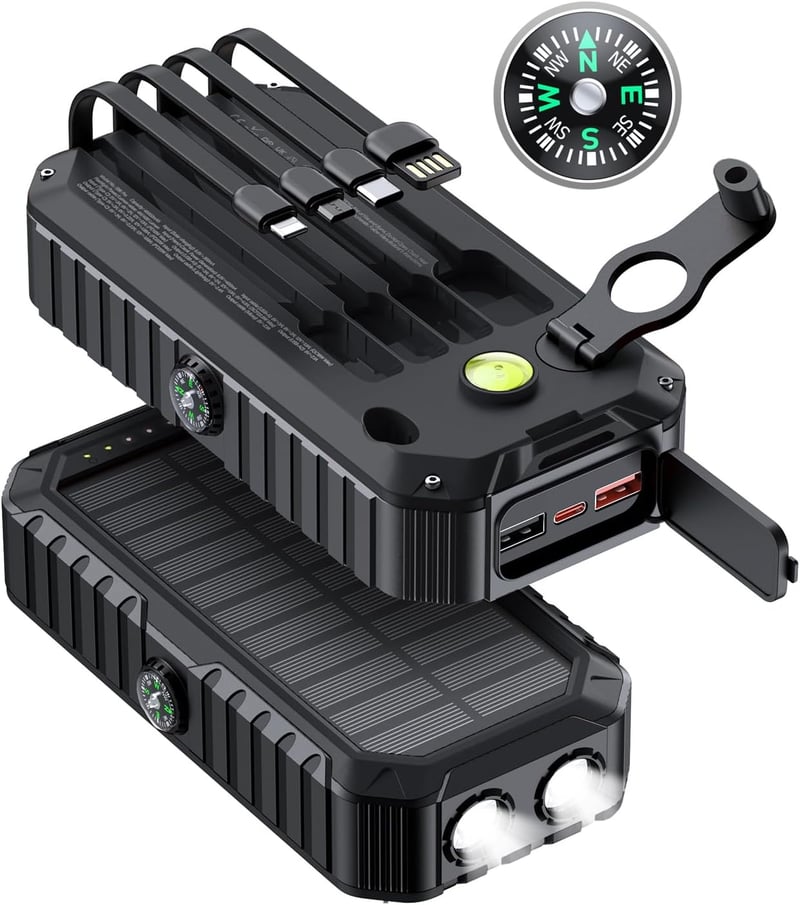 Portable 40000mAh Solar Power Bank with Fast Charging & Flashlight