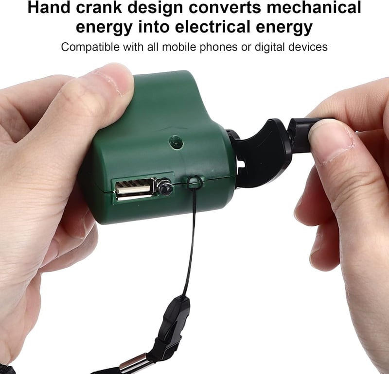 Mini Portable USB Hand Crank Charger with LED Light