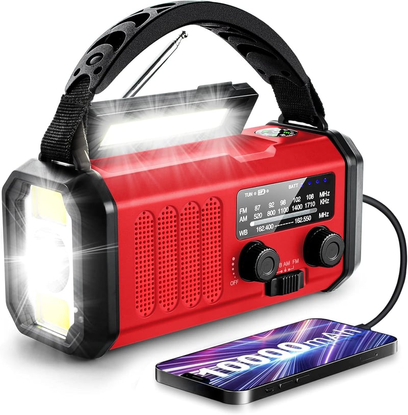 Solar-Powered Emergency Radio with Flashlight & Phone Charger