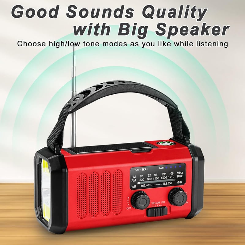 Solar-Powered Emergency Radio with Flashlight & Phone Charger