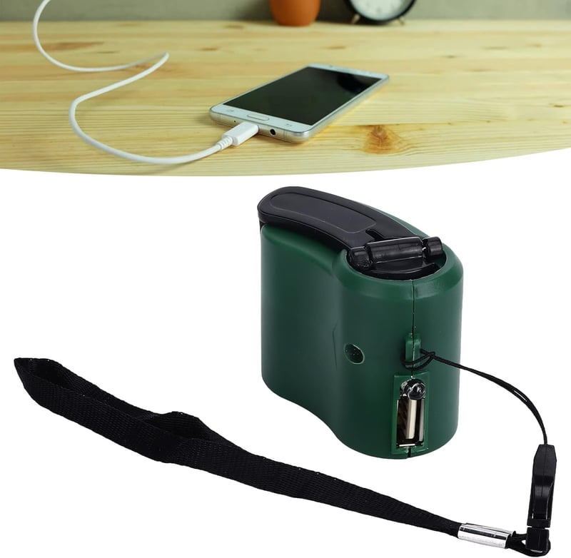 Portable USB Hand Crank Phone Charger with LED Light