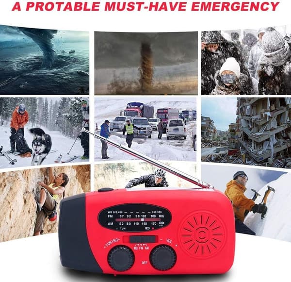 Emergency Solar Hand Crank Weather Radio with Power Bank