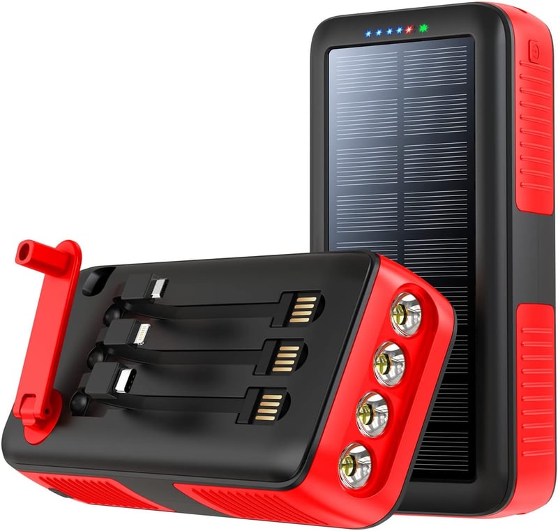 Portable 63200mAh Solar Power Bank with Dual Outputs & Hand Crank