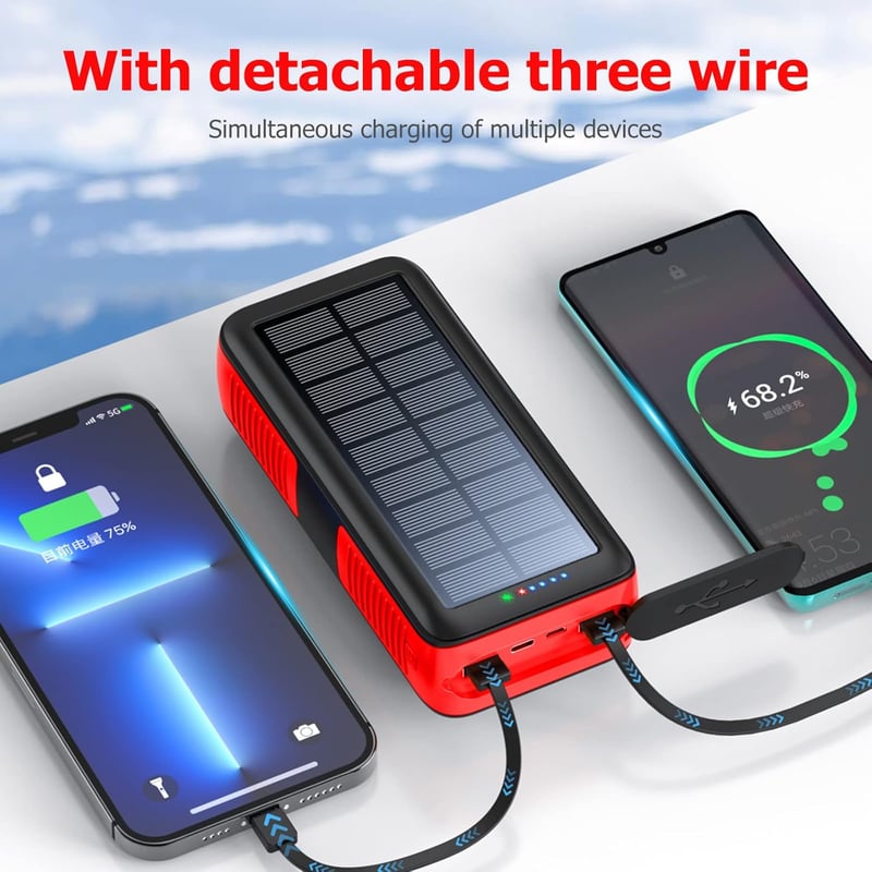 Portable 63200mAh Solar Power Bank with Dual Outputs & Hand Crank