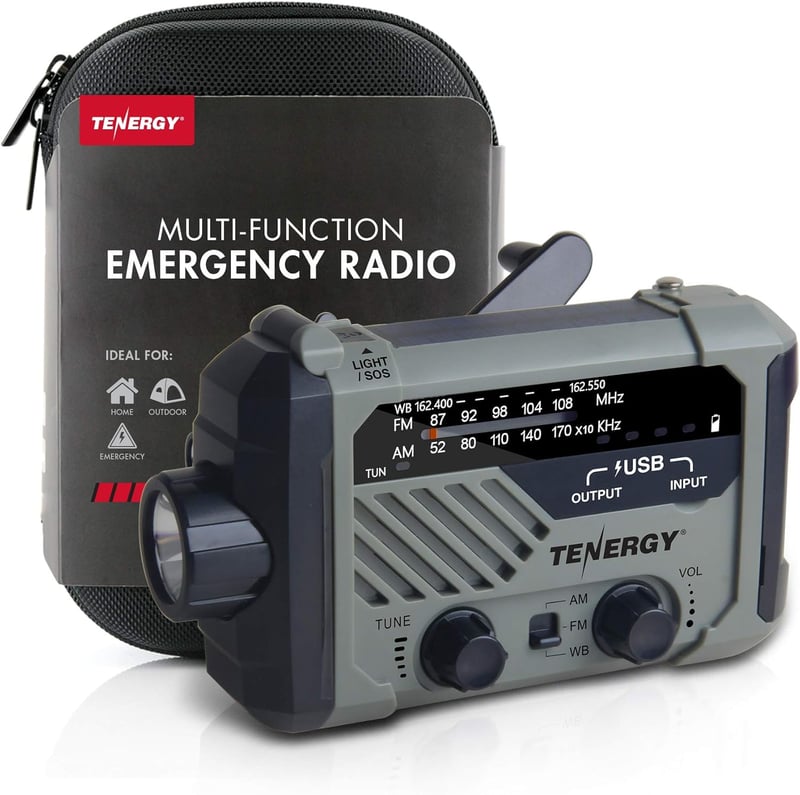 Emergency Hand Crank Weather Radio with LED Flashlight & Charger