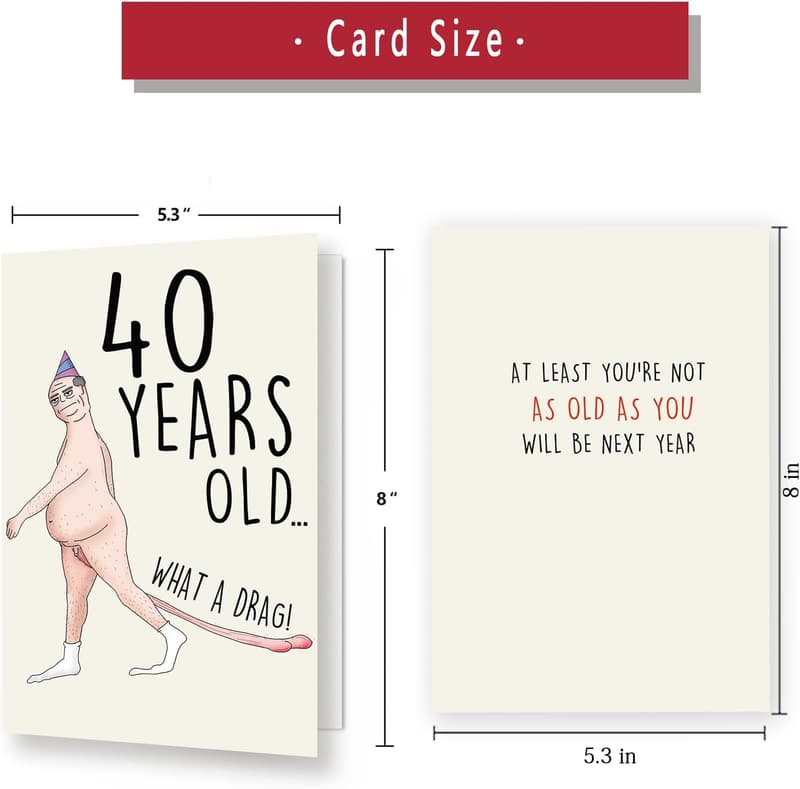 Funny 40th Birthday Card for Men - Unique Gift Idea