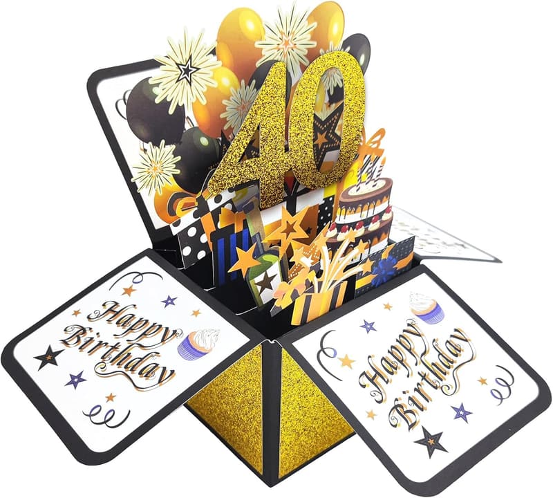 40th Birthday Pop-Up Card - 3D for Mom & Dad, Couples