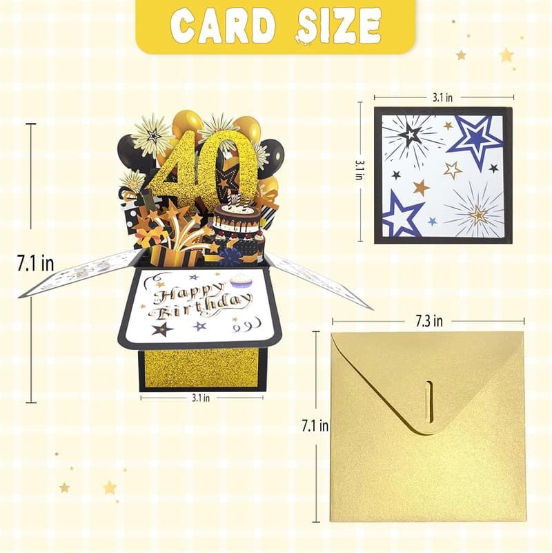 40th Birthday Pop-Up Card - 3D for Mom & Dad, Couples
