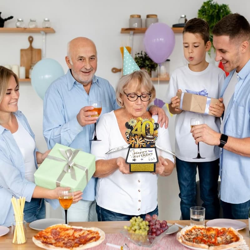 40th Birthday Pop-Up Card - 3D for Mom & Dad, Couples