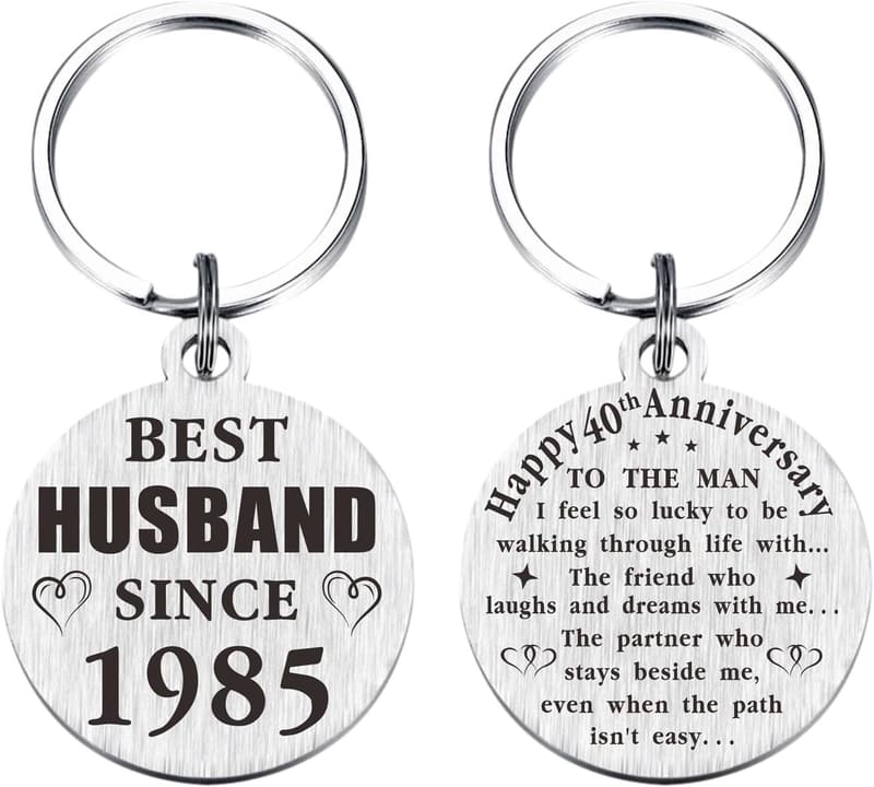 40th Anniversary Keychain Gift for Him - Best Husband Since 1985