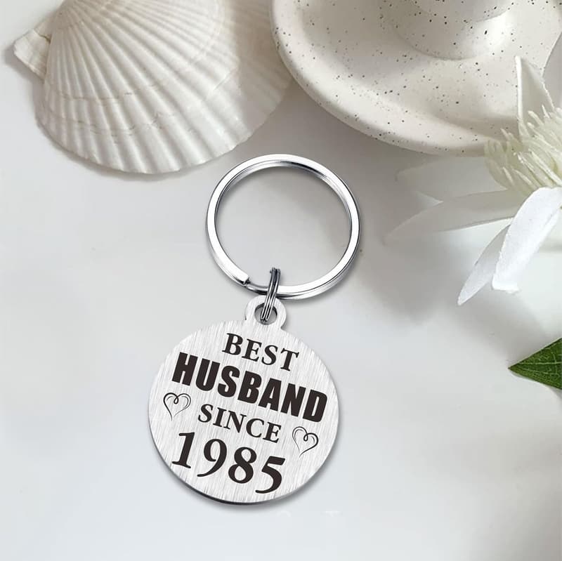 40th Anniversary Keychain Gift for Him - Best Husband Since 1985