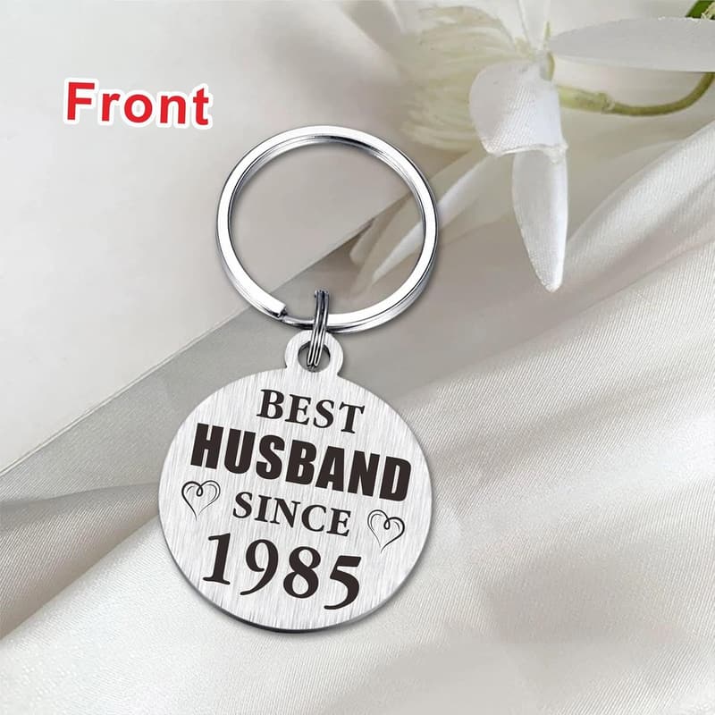 40th Anniversary Keychain Gift for Him - Best Husband Since 1985