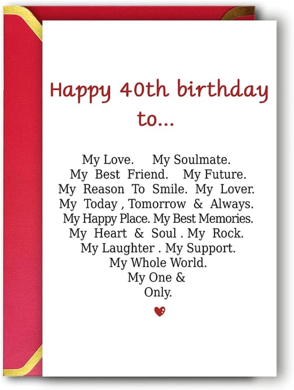 40th Birthday Card - Funny & Romantic for Men & Women