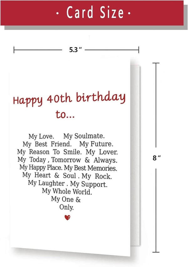 40th Birthday Card - Funny & Romantic for Men & Women