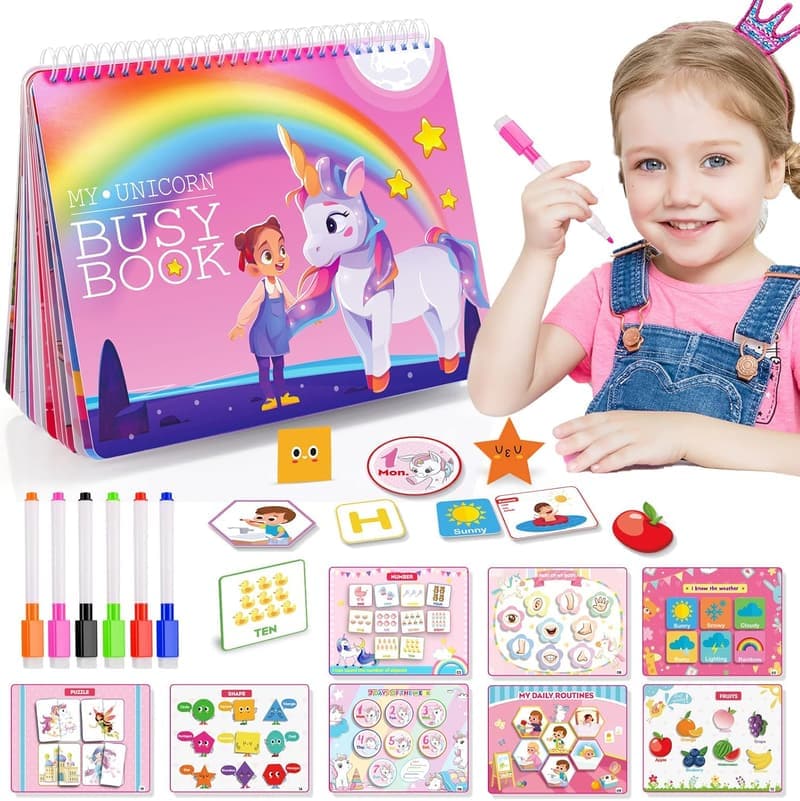 Montessori Unicorn Busy Book for Girls Aged 3-5