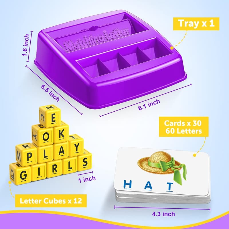 Kids' Educational Matching Letter Game - Age 3-8, Purple