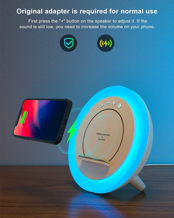 Wireless Charging Bluetooth Speaker with Night Light - Gift for Teens