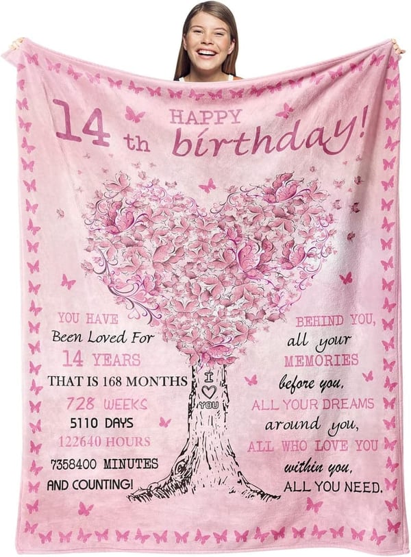 14th Birthday Throw Blanket for Girls - 50