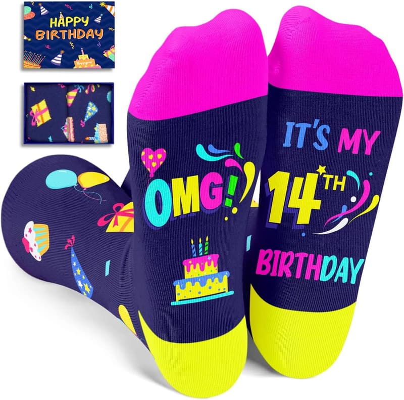 14th Birthday Socks for Teens - Fun Gift for Boys & Girls