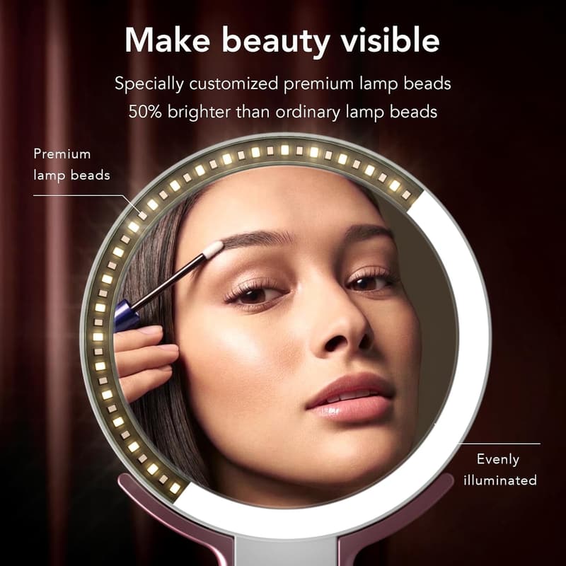 Portable Lighted Travel Makeup Mirror with 10X Magnification