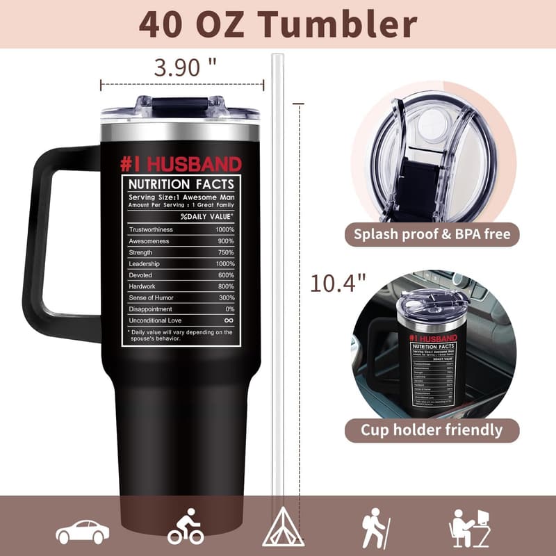 Valentine's Day 40oz Tumbler Gift for Husband