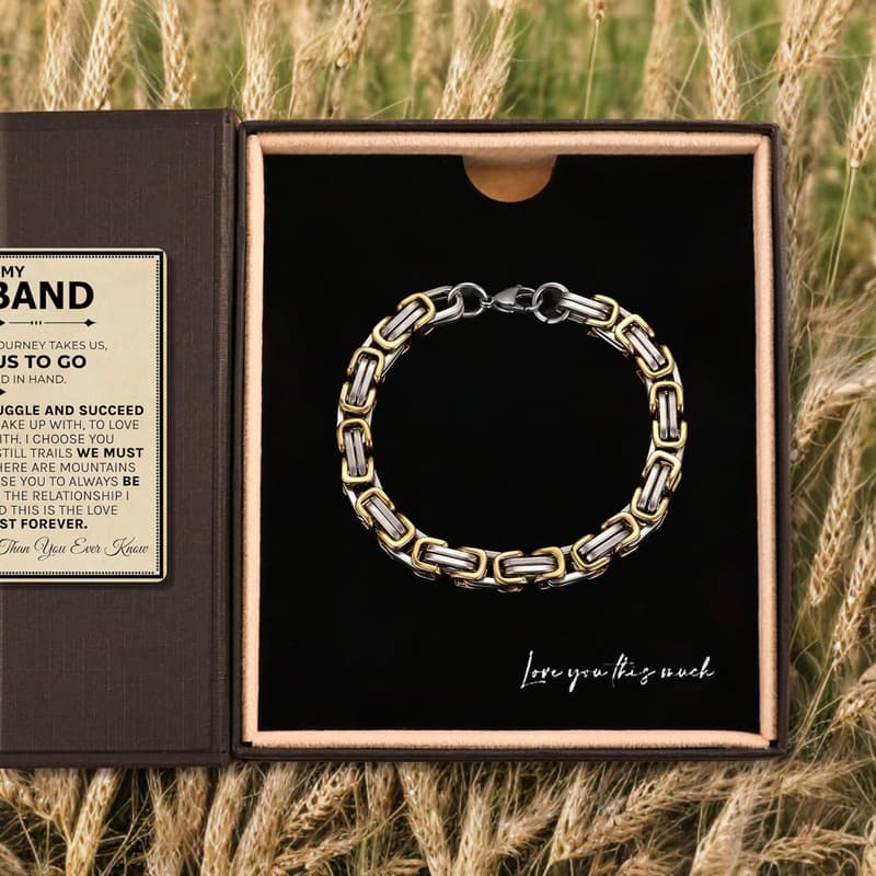 Husband's Gift: Classic Steel Bracelet Jewelry Set