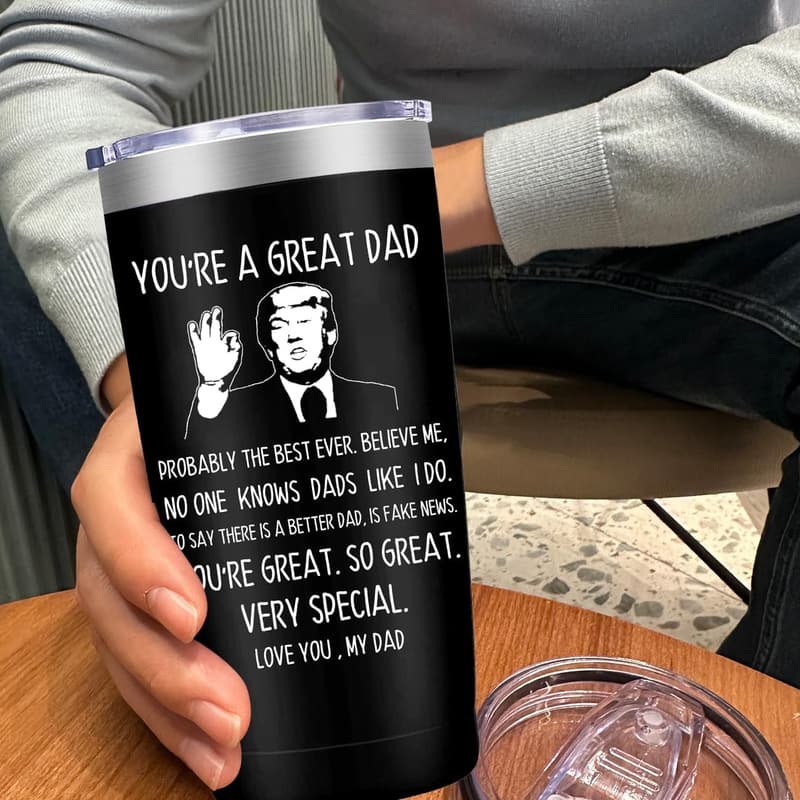 Father's Day Black Stainless Steel Tumbler for Dad