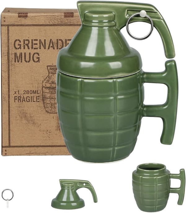 3D Grenade Ceramic Coffee Mug - Personalized Gift for Men & Women