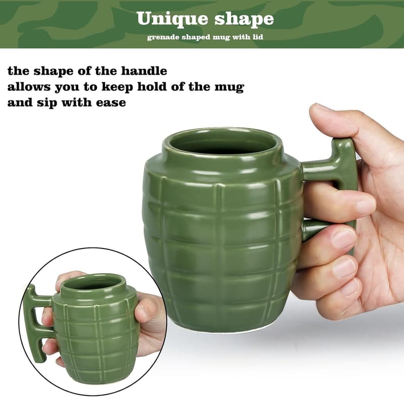 3D Grenade Ceramic Coffee Mug - Personalized Gift for Men & Women