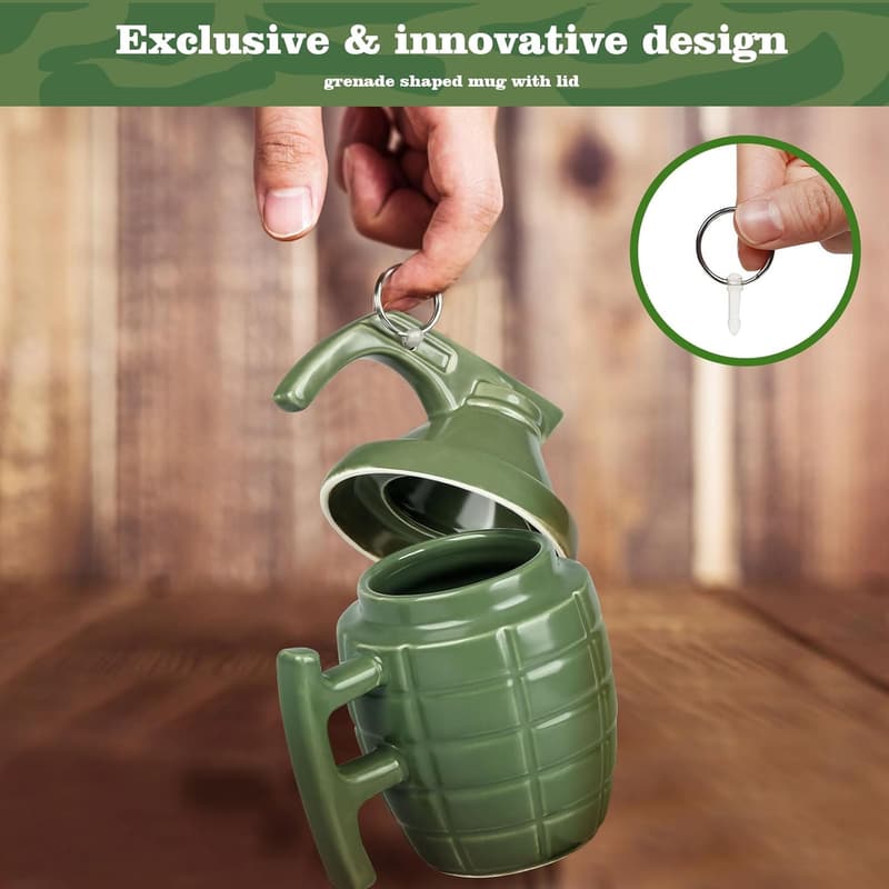 3D Grenade Ceramic Coffee Mug - Personalized Gift for Men & Women