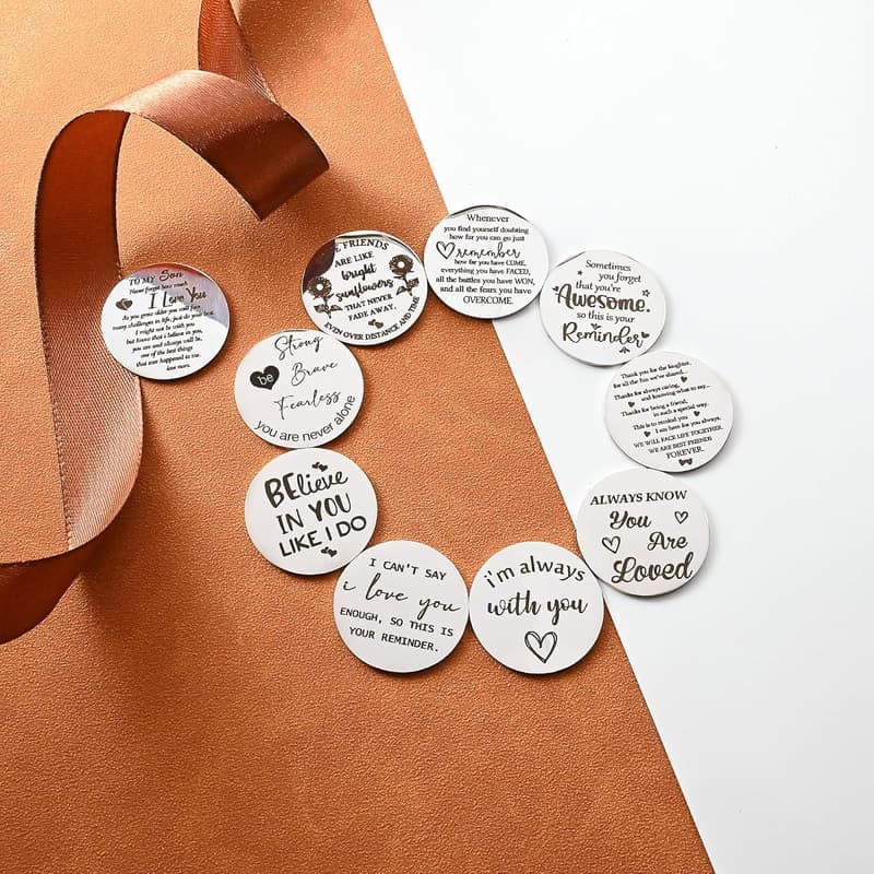 Inspirational Pocket Hug Token Gift with Leather Keychain